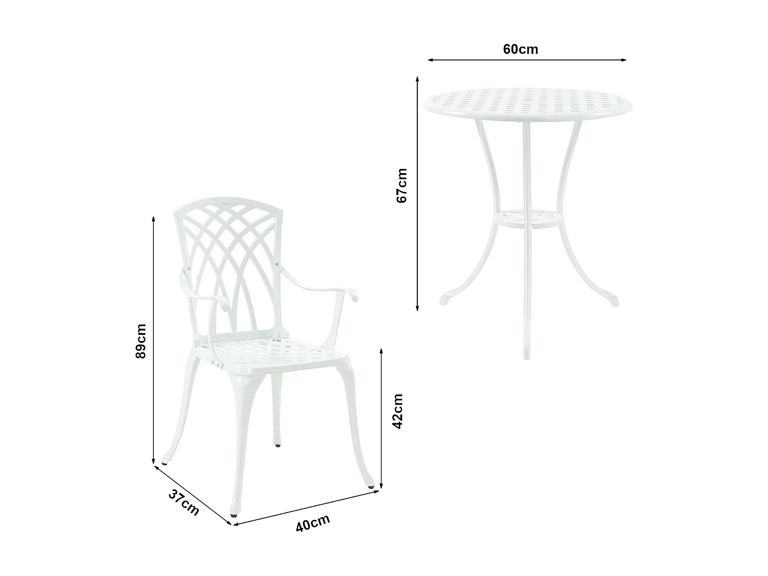 Set de bistrot de jardin Vena blanc casa.pro