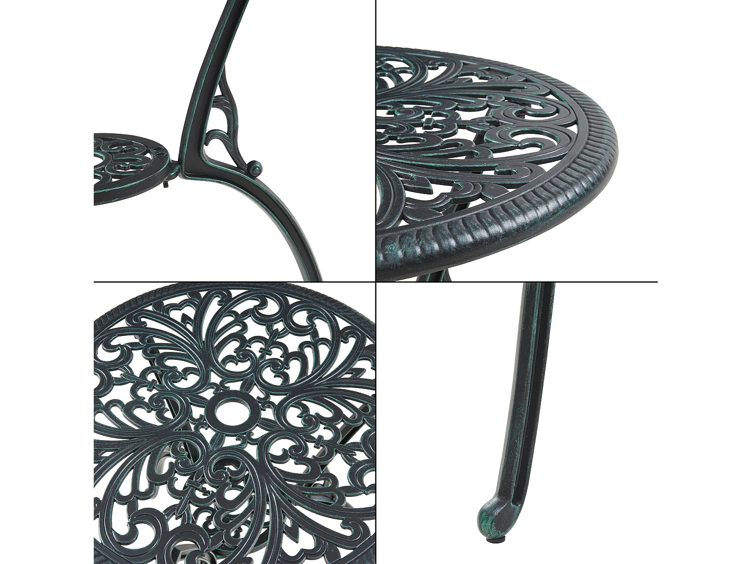 Set de bistrot de jardin Lupsam gris foncé avec patine verte casa.pro