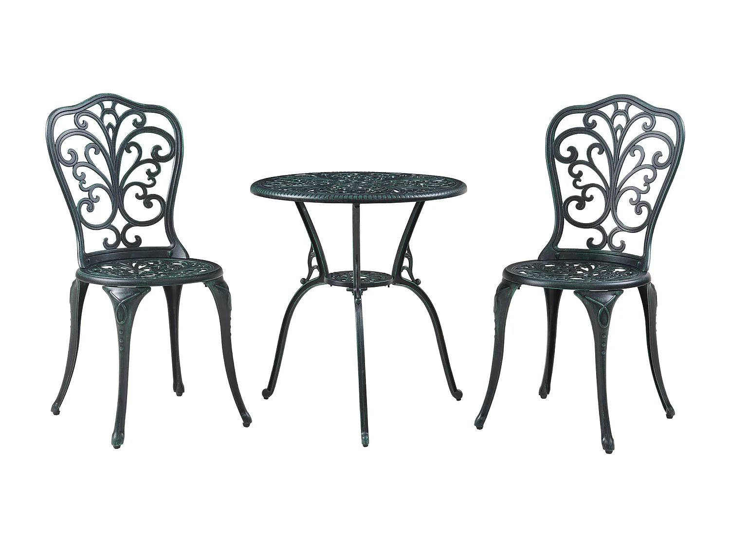 Set de bistrot de jardin Lupsam gris foncé avec patine verte casa.pro