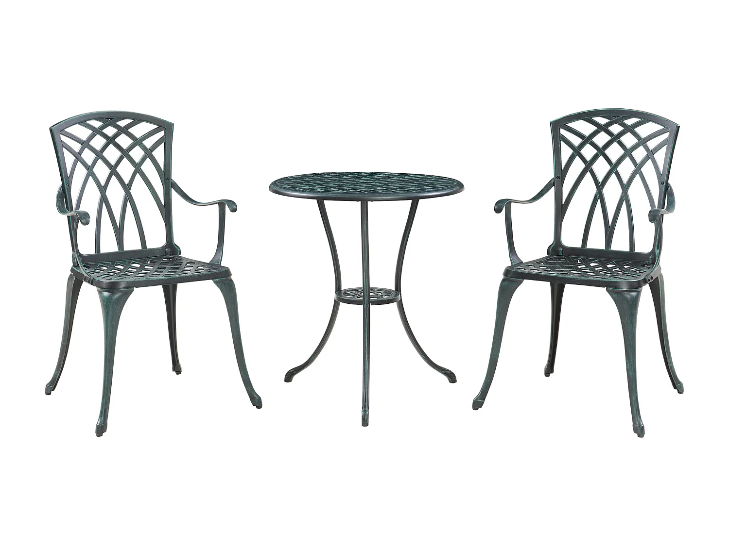 Set de bistrot de jardin Vena gris foncé avec patine verte casa.pro