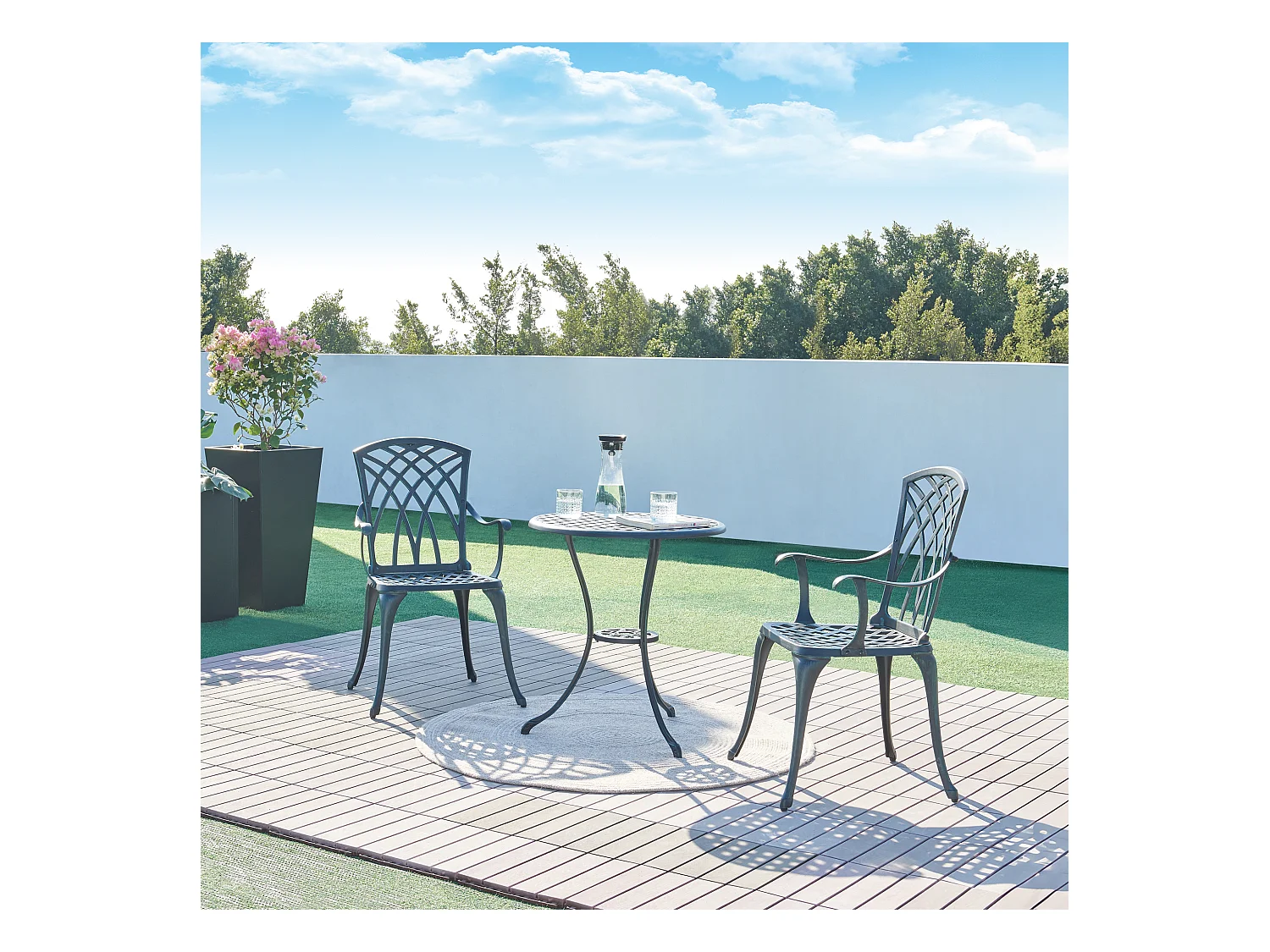 Set de bistrot de jardin Vena gris foncé avec patine verte casa.pro