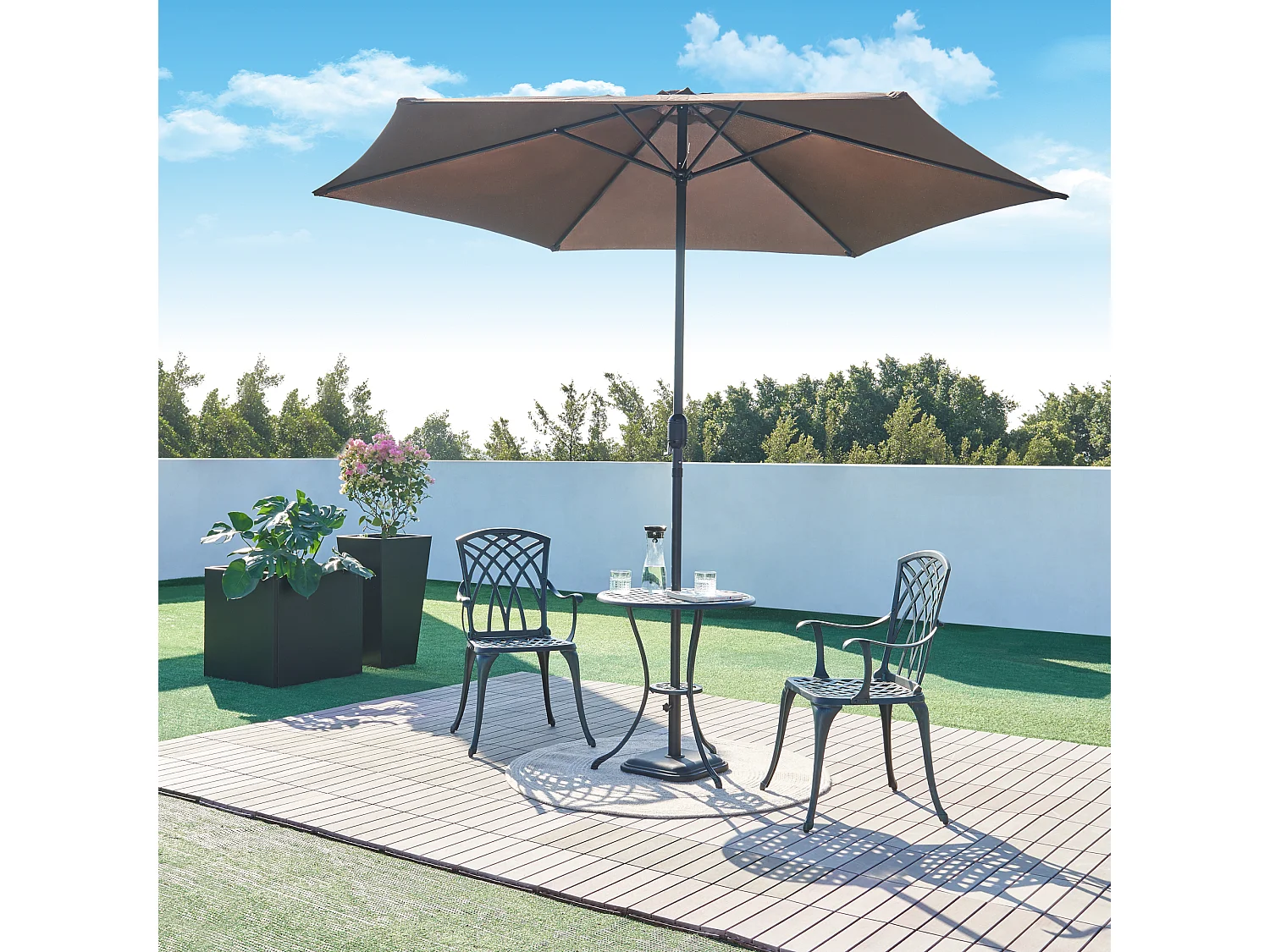 Set de bistrot de jardin Vena gris foncé avec patine verte casa.pro