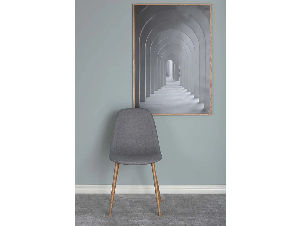 Polar eetkamerstoel grijs, eik decor.
