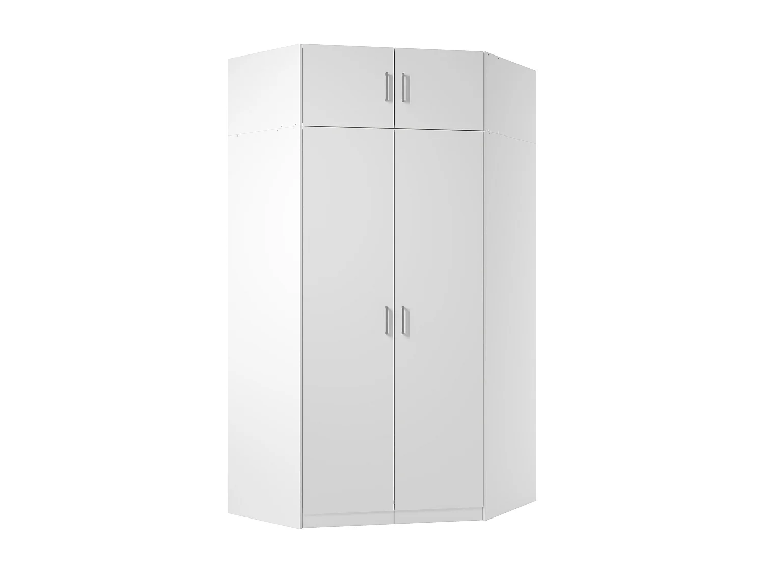 Eckkleiderschrank mit 2 Türen + Aufsatz - 117 cm - Weiß - BELOMY