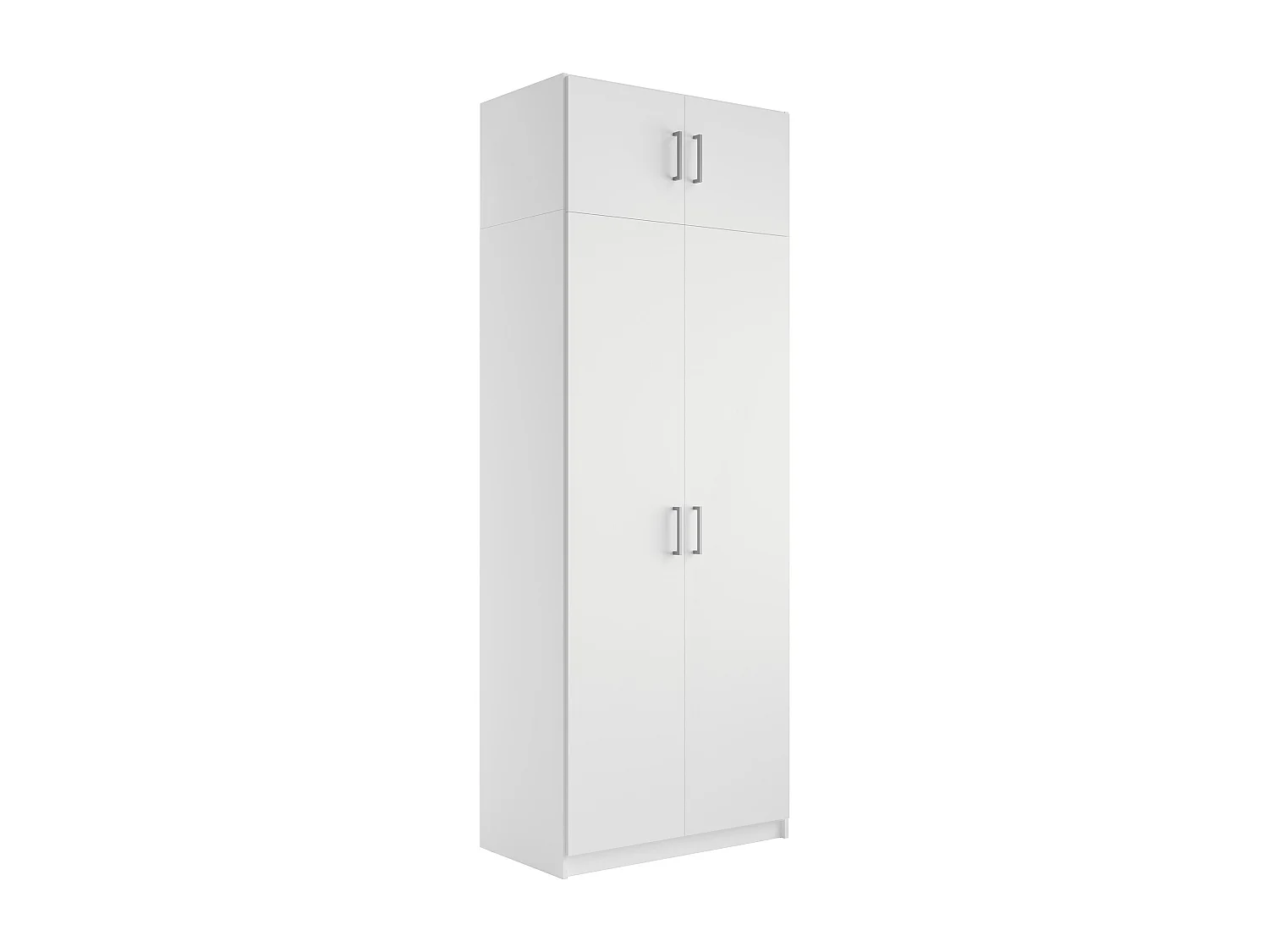 Armoire 2 portes - L92 cm - Blanc + Réhausse - BELOMY