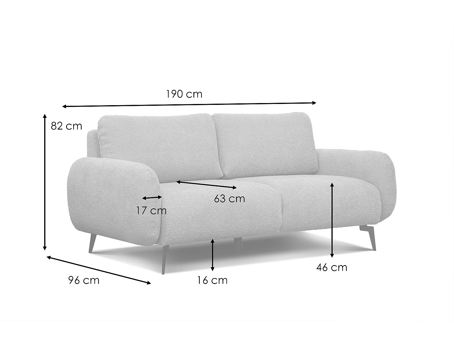 FEBE Sofa 3-Sitzer, hellgrau