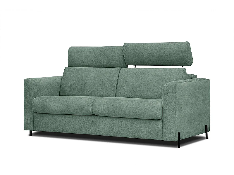 MEZO Sofa 3-Sitzer mit Schlaffunktion und verstellbare Kopfstützen, grün