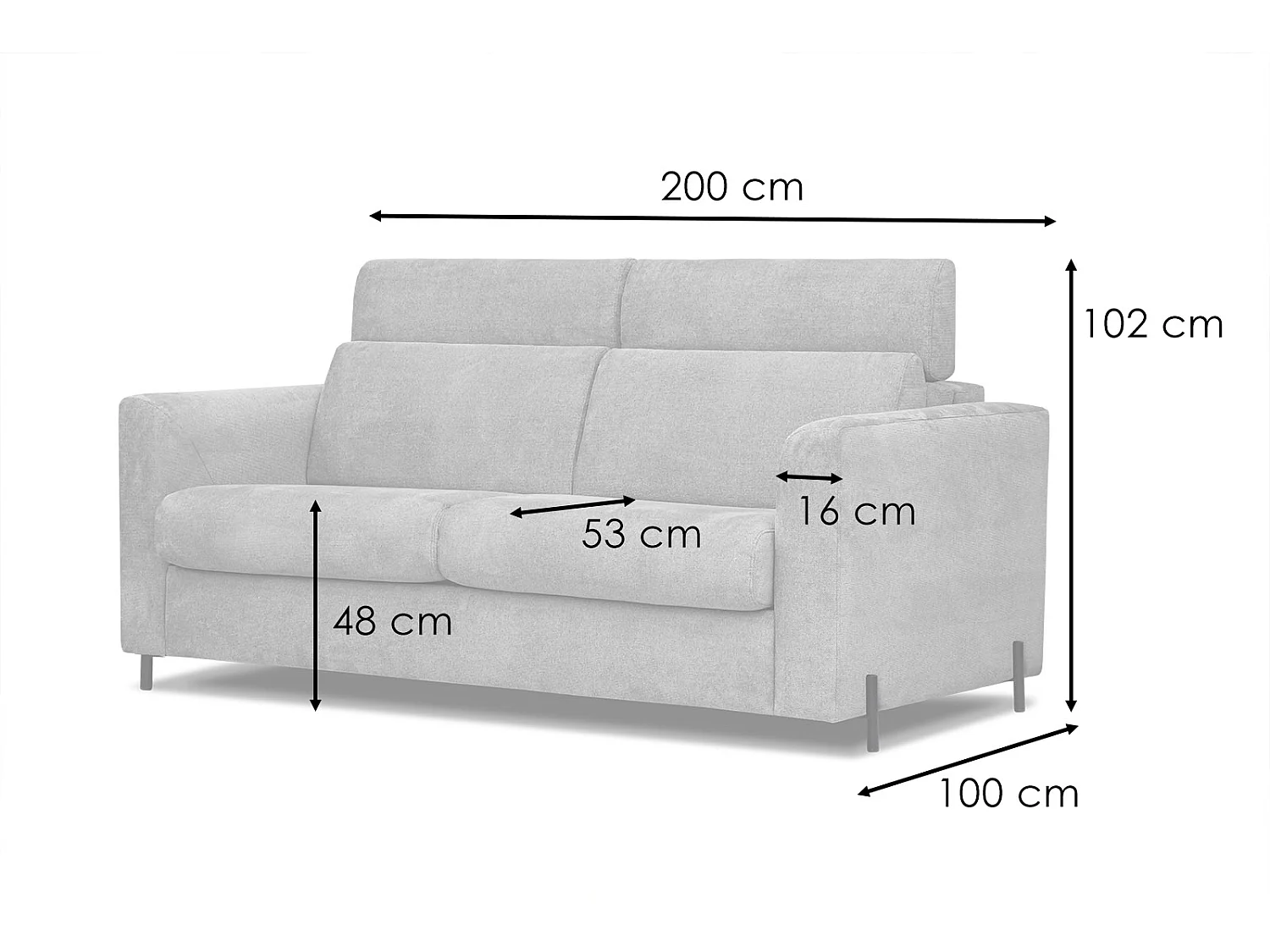 MEZO Sofa 3-Sitzer mit Schlaffunktion und verstellbare Kopfstützen, grün