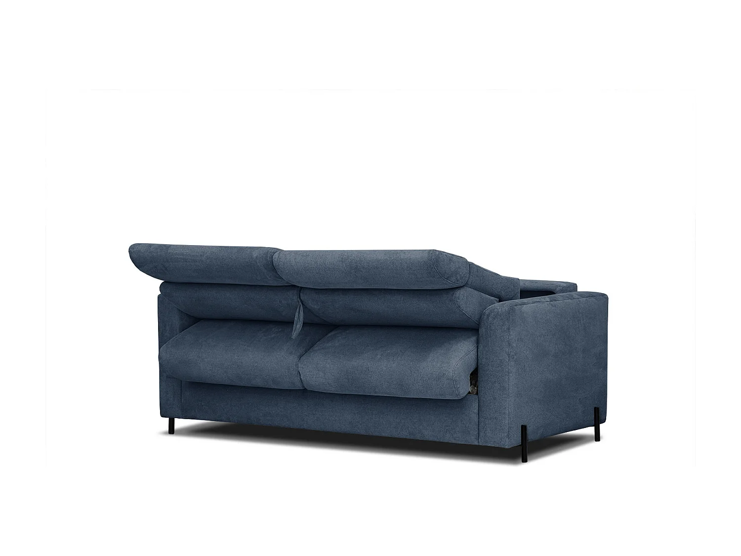 MEZO Sofa 3-Sitzer mit Schlaffunktion und verstellbare Kopfstützen, marineblau