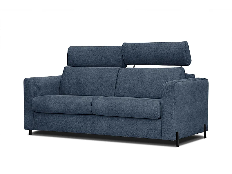 MEZO Sofa 3-Sitzer mit Schlaffunktion und verstellbare Kopfstützen, marineblau