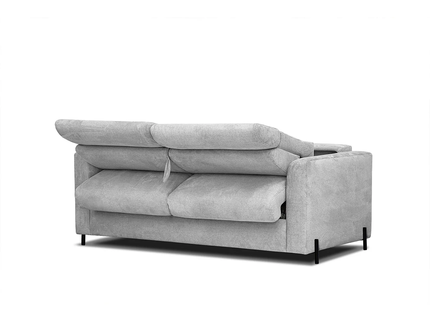 MEZO Sofa 3-Sitzer mit Schlaffunktion und verstellbare Kopfstützen, hellgrau