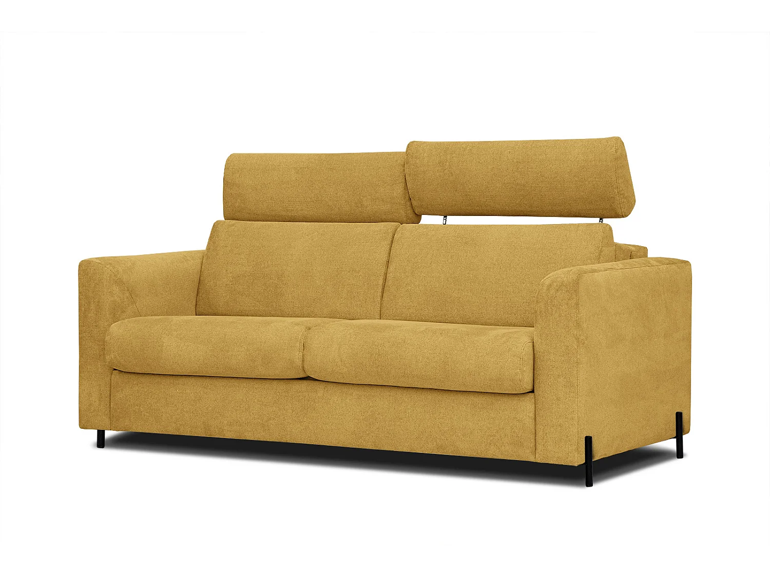 MEZO Sofa 3-Sitzer mit Schlaffunktion und verstellbare Kopfstützen, gelb