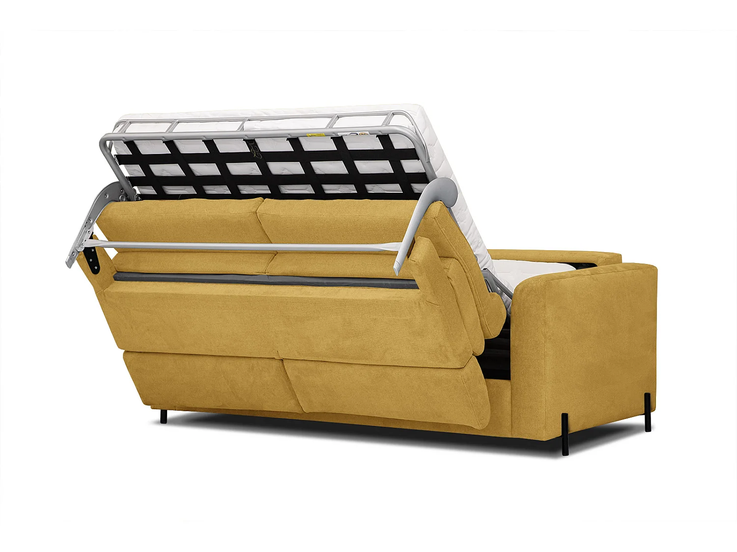 MEZO Sofa 3-Sitzer mit Schlaffunktion und verstellbare Kopfstützen, gelb