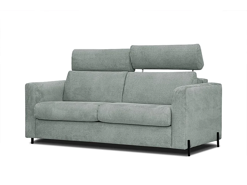 MEZO Sofa 3-Sitzer mit Schlaffunktion und verstellbare Kopfstützen, steingrau