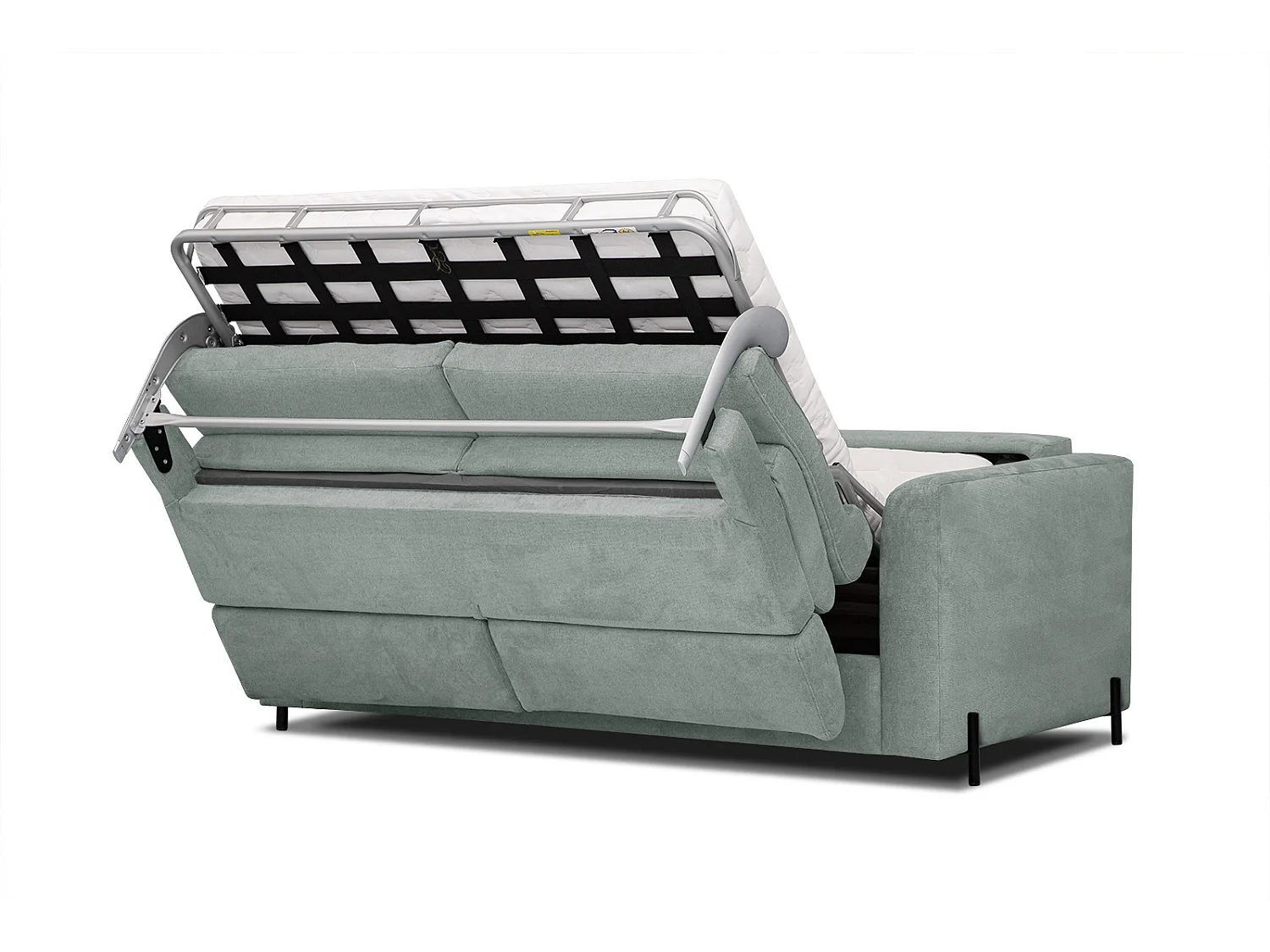 MEZO Sofa 3-Sitzer mit Schlaffunktion und verstellbare Kopfstützen, steingrau