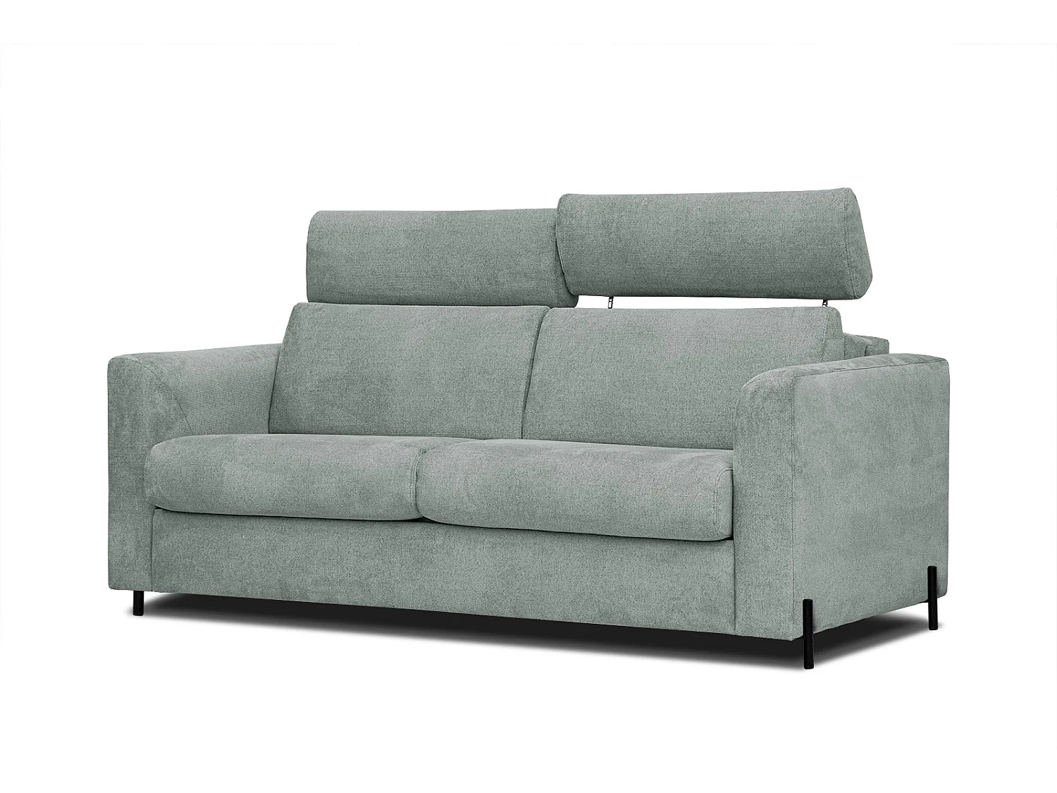 MEZO Sofa 3-Sitzer mit Schlaffunktion und verstellbare Kopfstützen, steingrau