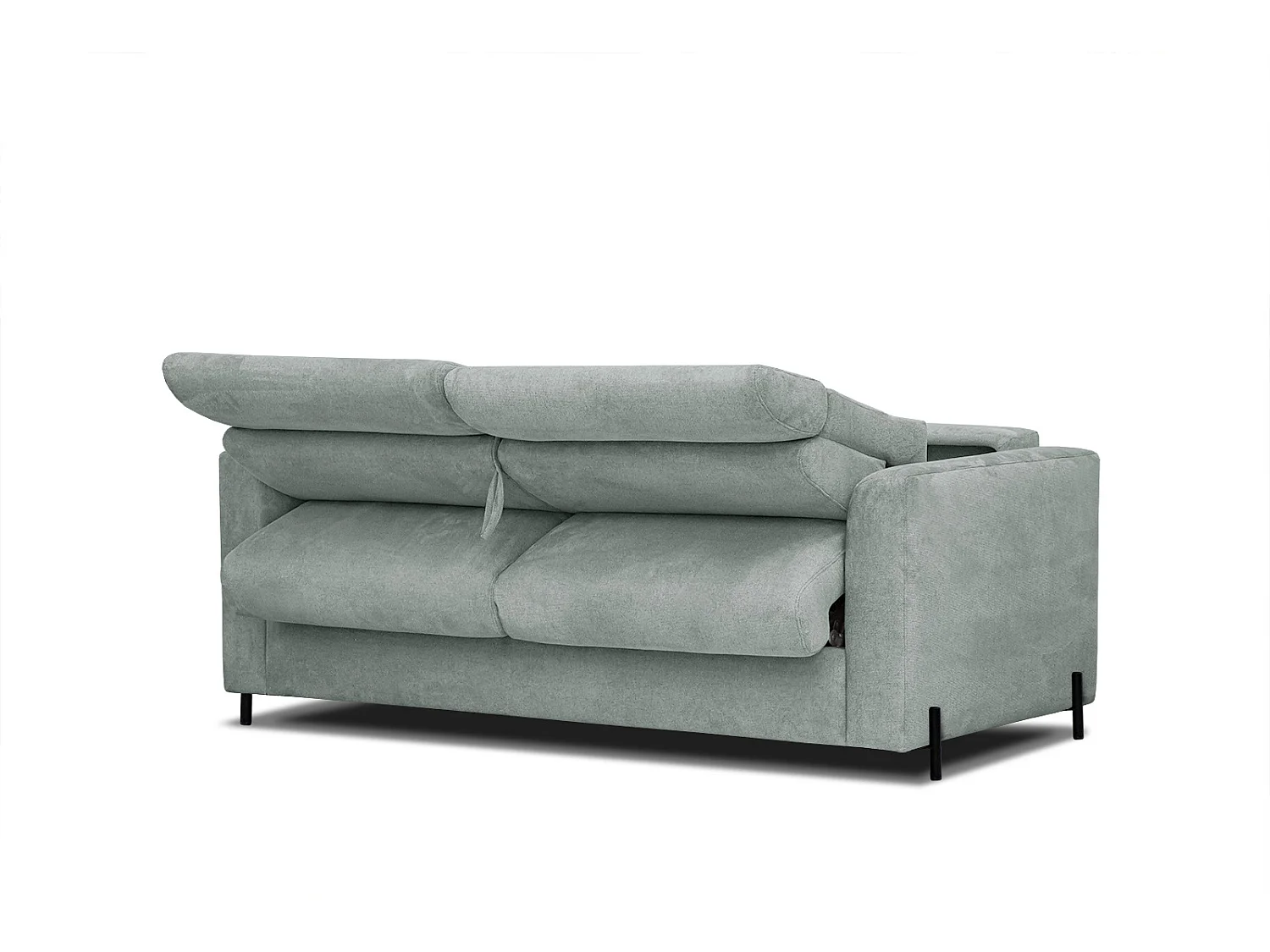 MEZO Sofa 3-Sitzer mit Schlaffunktion und verstellbare Kopfstützen, steingrau