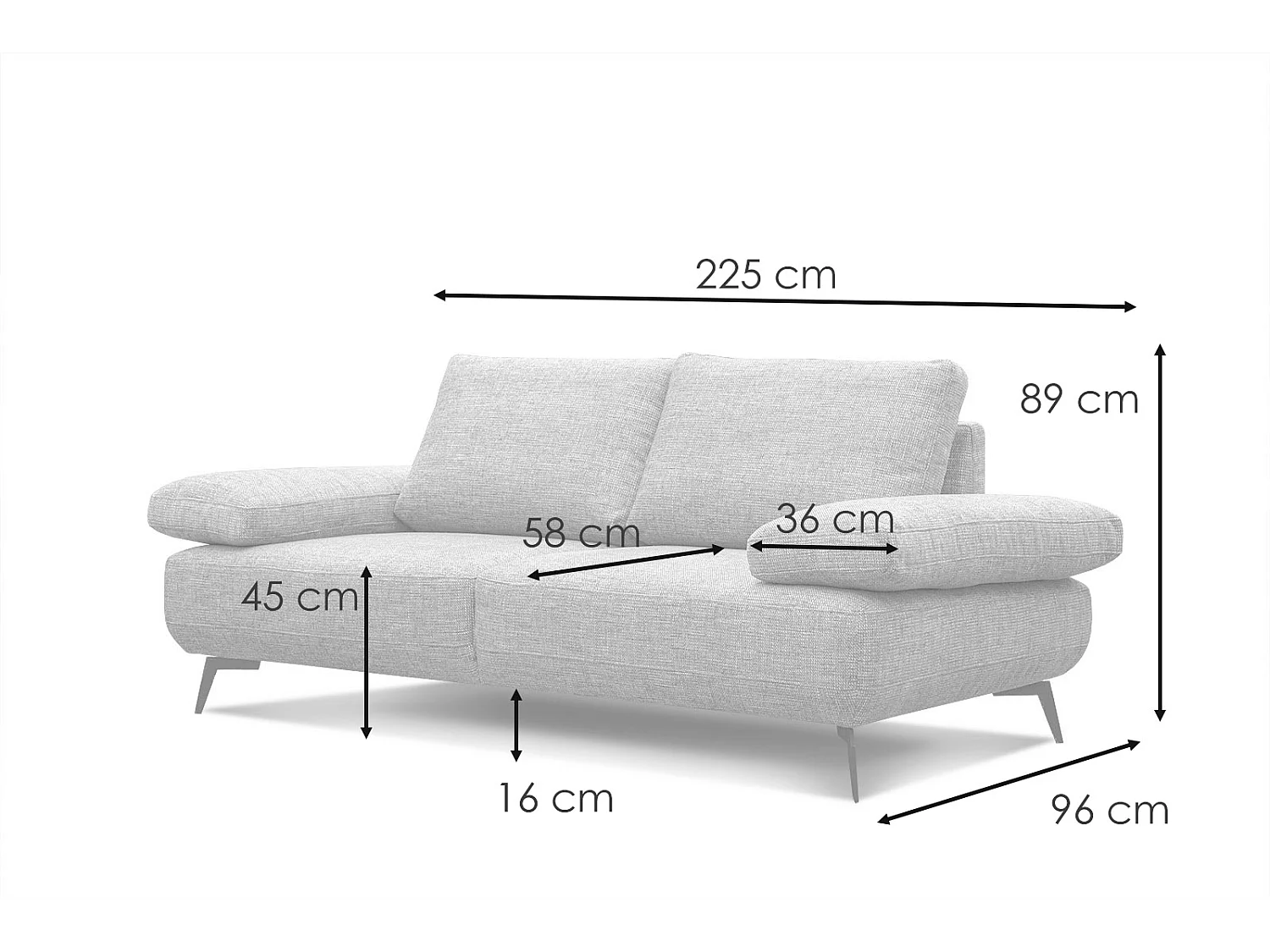 Canapé droit 3 places tissu brun clair - MELLO