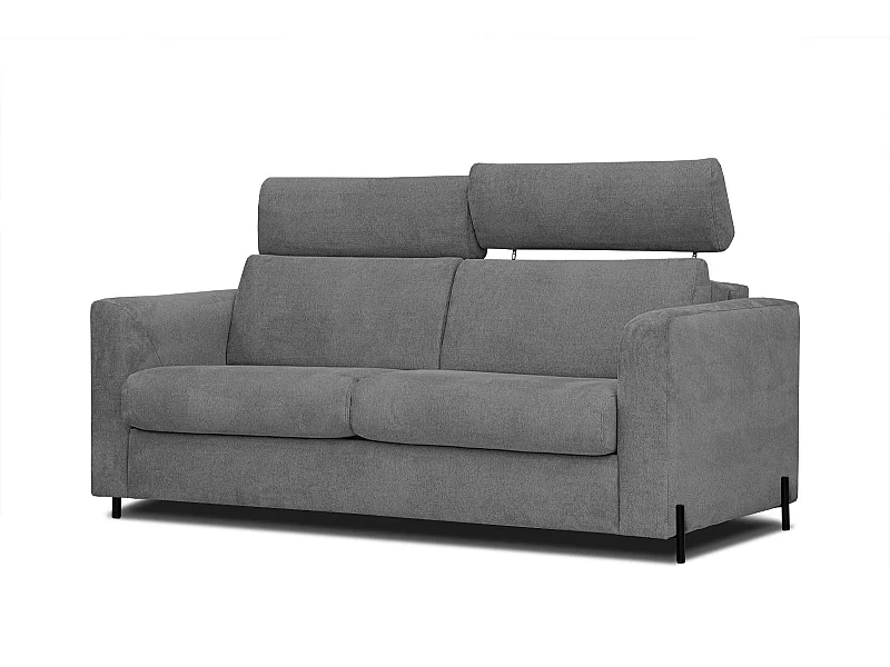 MEZO Sofa 3-Sitzer mit Schlaffunktion und verstellbare Kopfstützen, grau