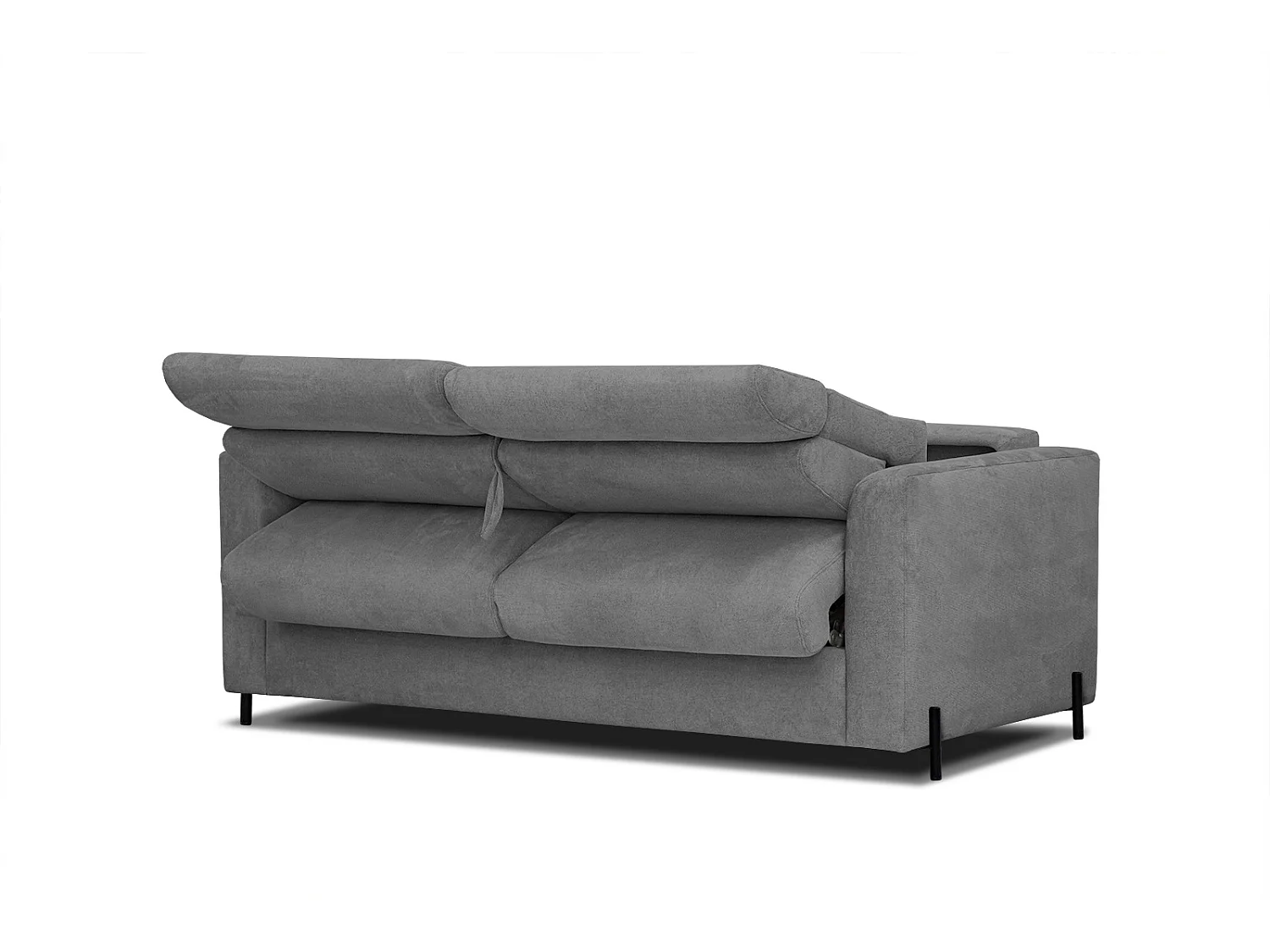 MEZO Sofa 3-Sitzer mit Schlaffunktion und verstellbare Kopfstützen, grau