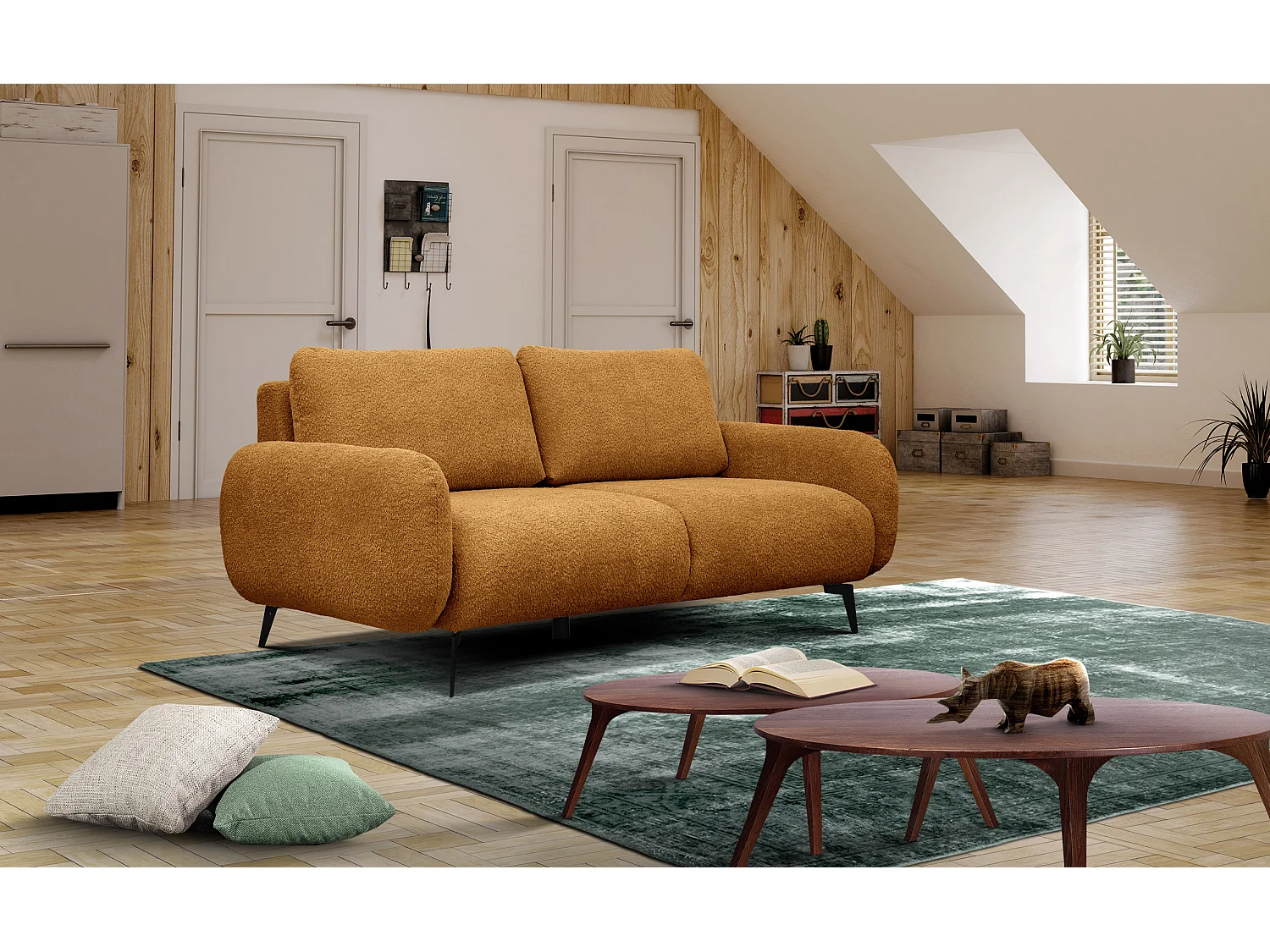 FEBE Sofa 3-Sitzer, senfgelb