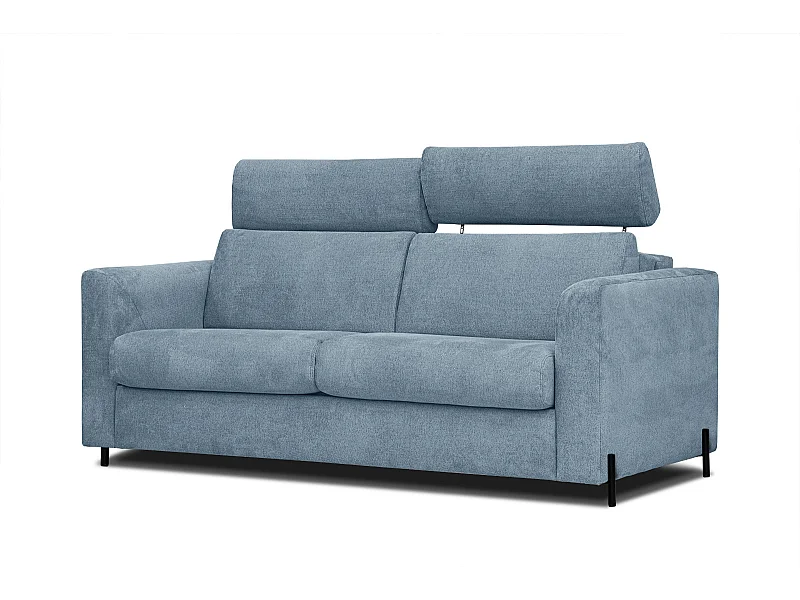 MEZO Sofa 3-Sitzer mit Schlaffunktion und verstellbare Kopfstützen, blau