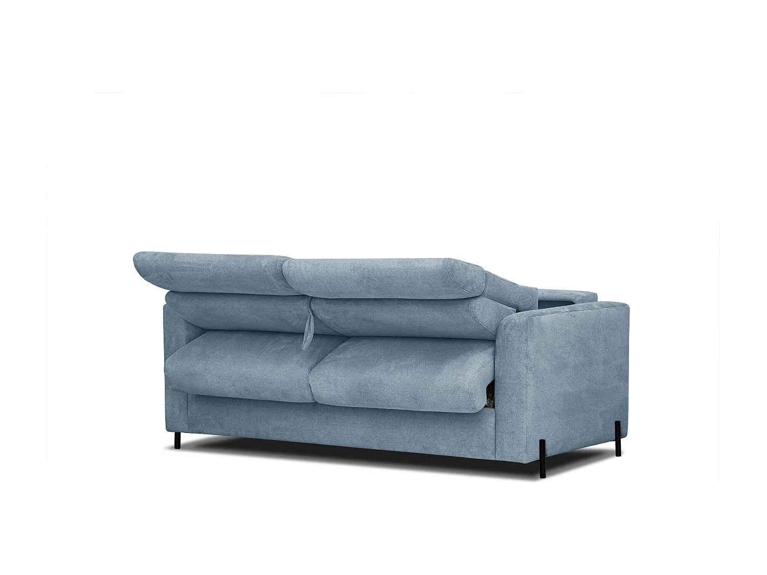 MEZO Sofa 3-Sitzer mit Schlaffunktion und verstellbare Kopfstützen, blau