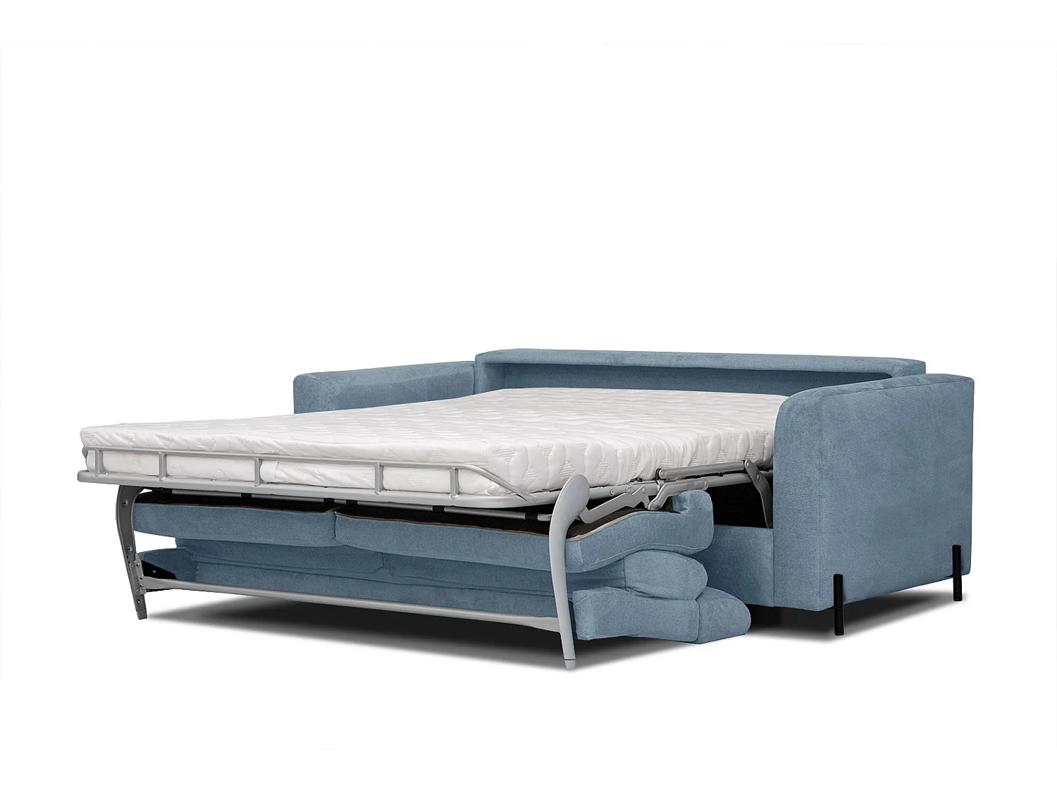 MEZO Sofa 3-Sitzer mit Schlaffunktion und verstellbare Kopfstützen, blau