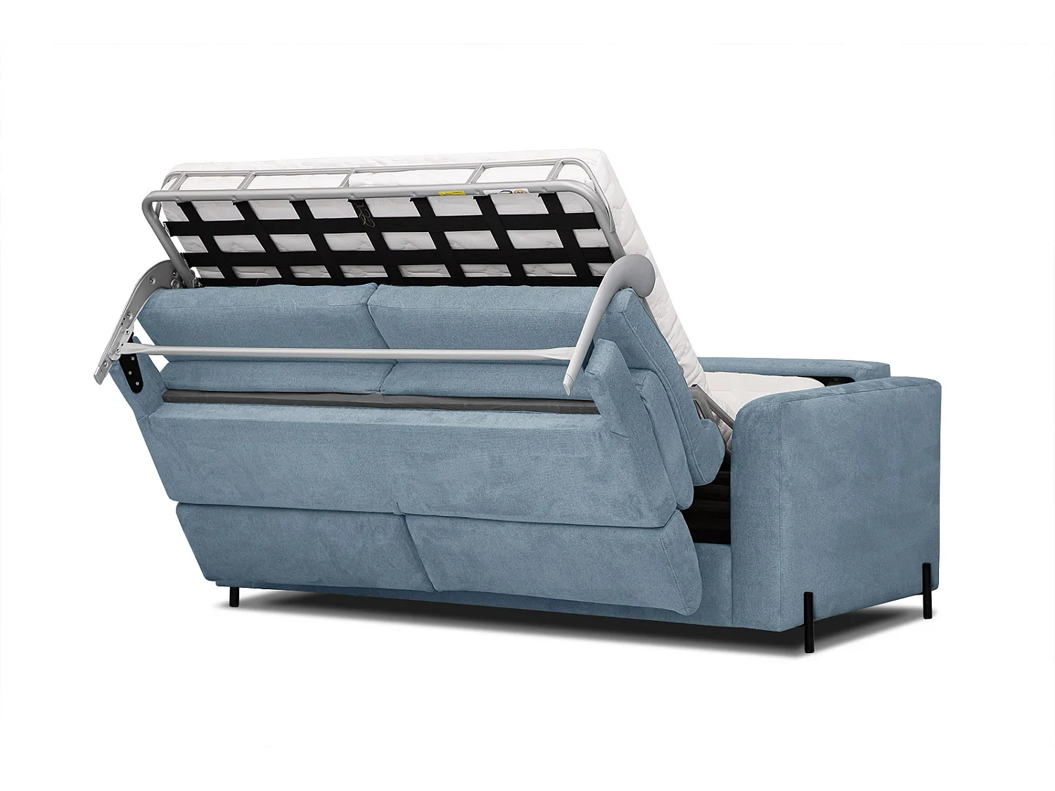 MEZO Sofa 3-Sitzer mit Schlaffunktion und verstellbare Kopfstützen, blau