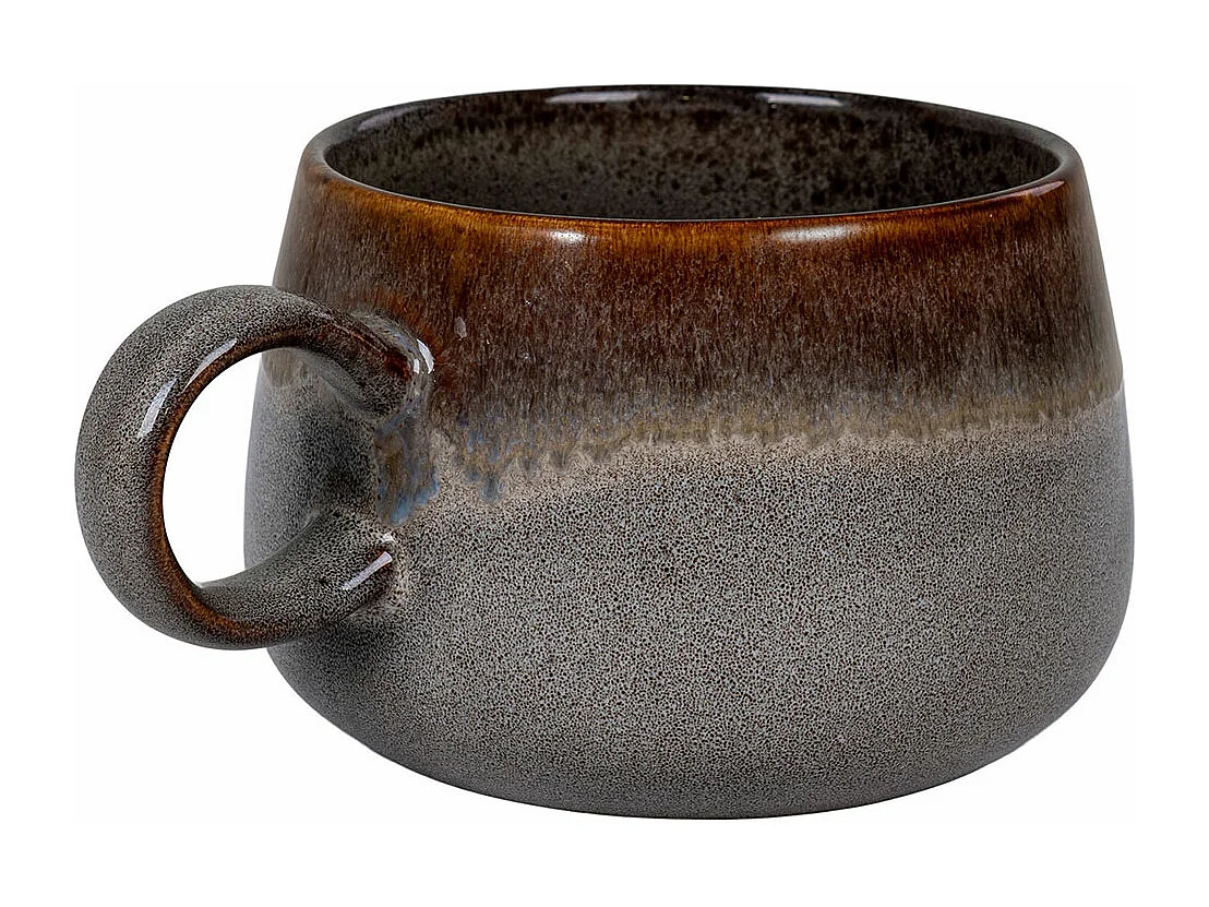 Set di 4 tazze in ceramica Selma, grigio e marrone.