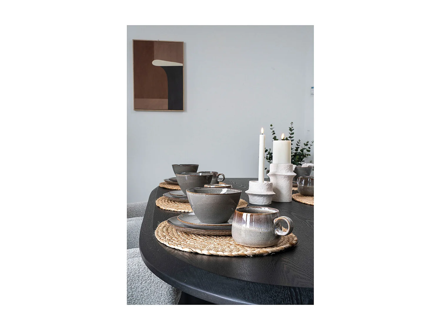 Selma tasses céramique set de 4 gris, brun.