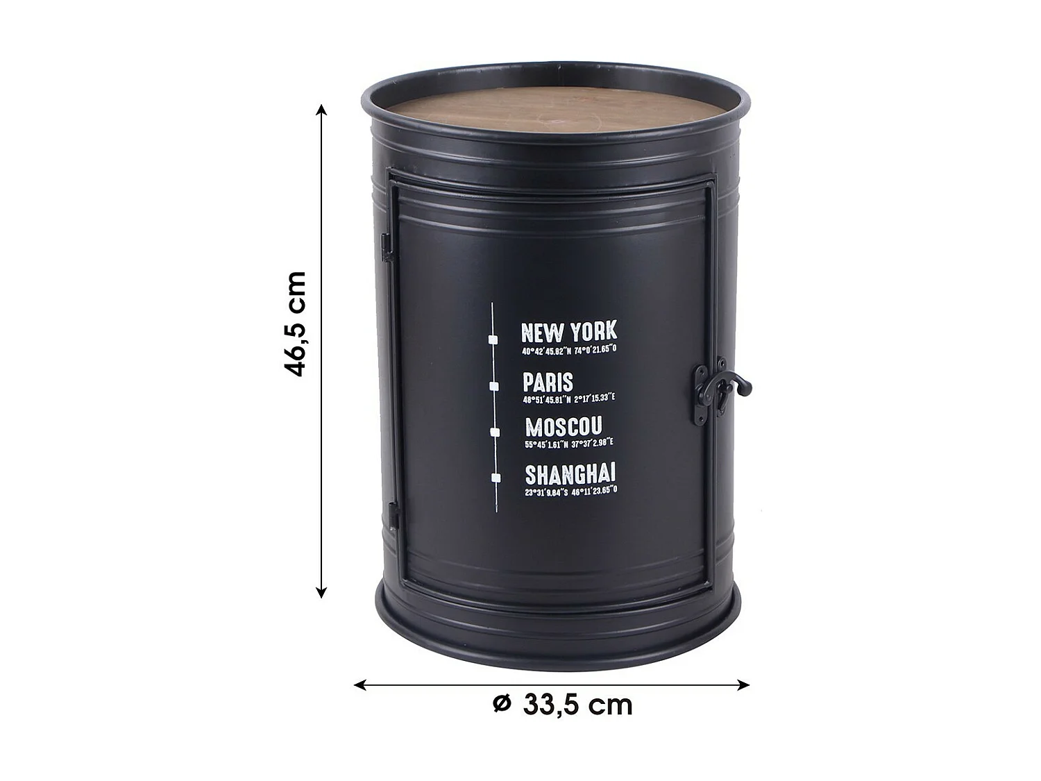 Schwarzer Metall-Bar-Tisch im Industriestil mit hellem Eichenholz-Top – Kollektion APERO