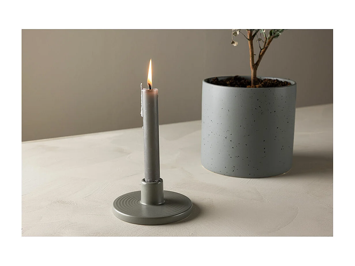 Bougeoir en Céramique "Bette" 12cm Gris