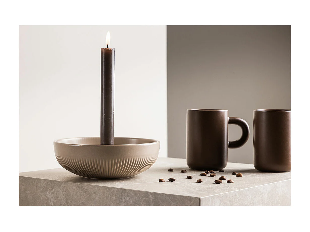 Bougeoir Design en Céramique "Posh" 18cm Beige