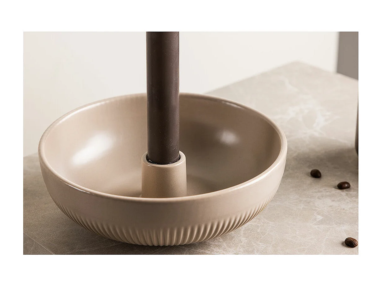 Bougeoir Design en Céramique "Posh" 18cm Beige