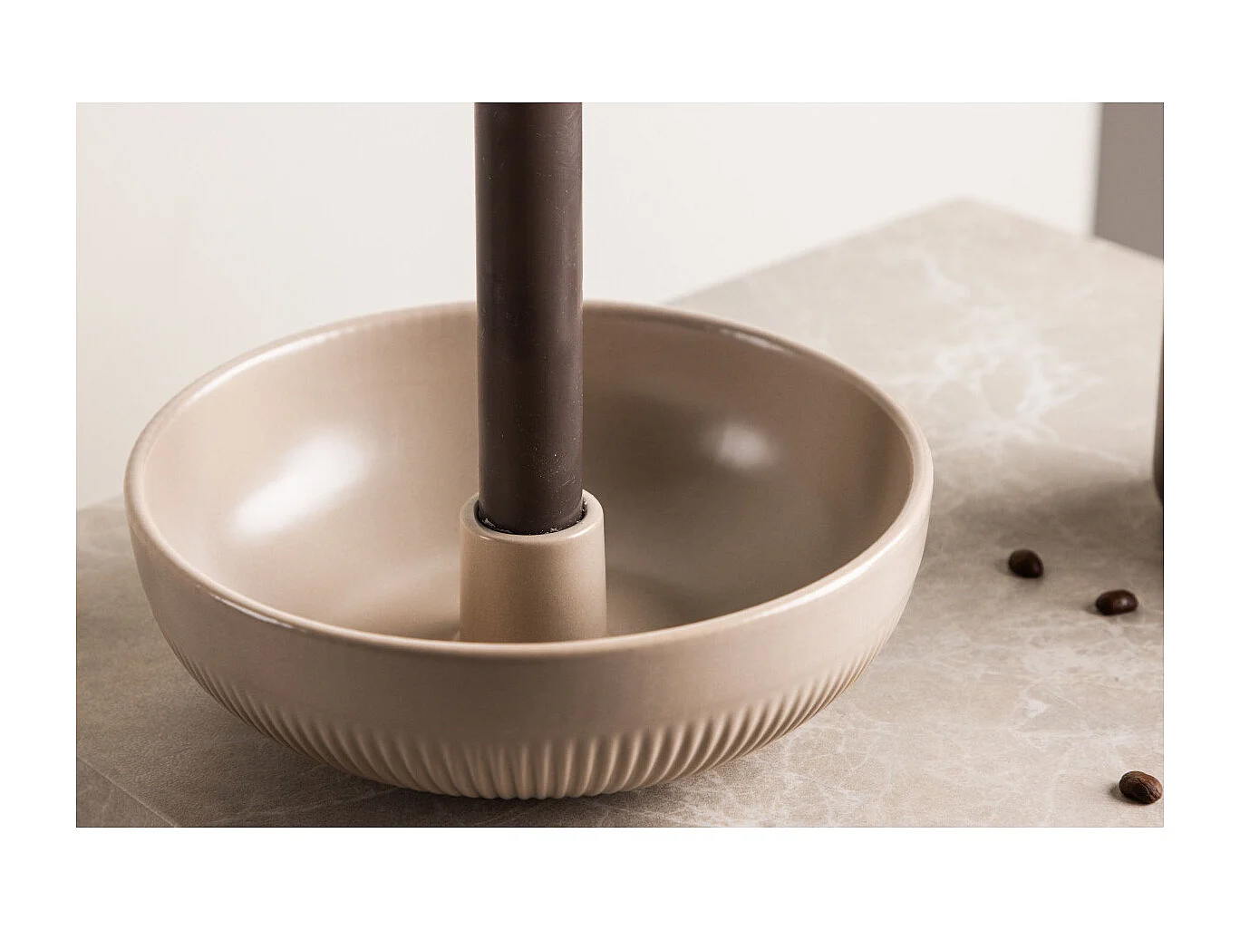 Bougeoir Design en Céramique "Posh" 18cm Beige