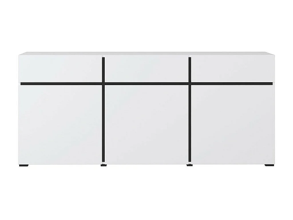 Buffet coloris blanc et noir 180cm collection HAVANA. Bahut  design avec 3 portes et 3 tiroirs.