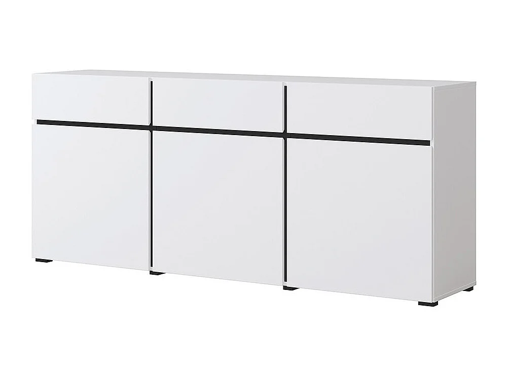 Buffet in wit en zwart 180cm collectie HAVANA. Design dressoir met 3 deuren en 3 laden.
