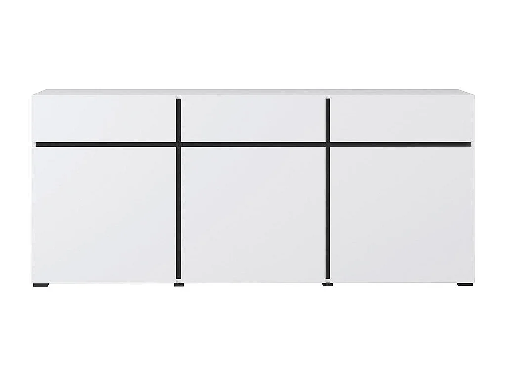 Buffet in wit en zwart 180cm collectie HAVANA. Design dressoir met 3 deuren en 3 laden.