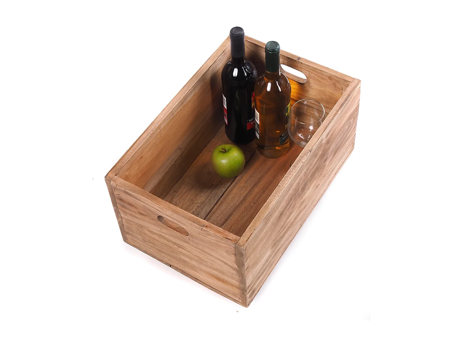 CAISSE EN BOIS BOÎTE Bois de recyclage massif, avec roulettes 01 natur-vintage