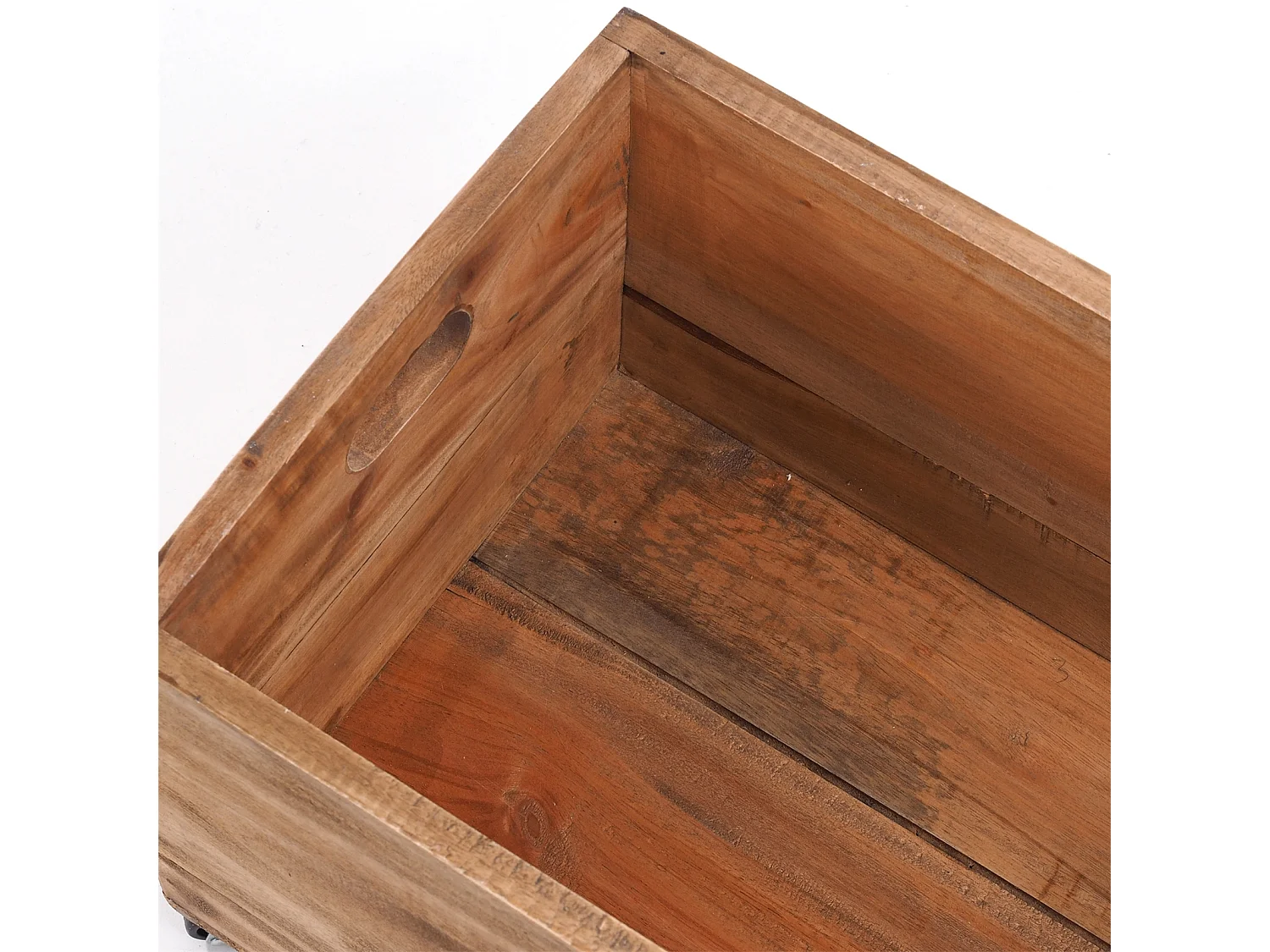 CAISSE EN BOIS BOÎTE Bois de recyclage massif, avec roulettes 01 natur-vintage