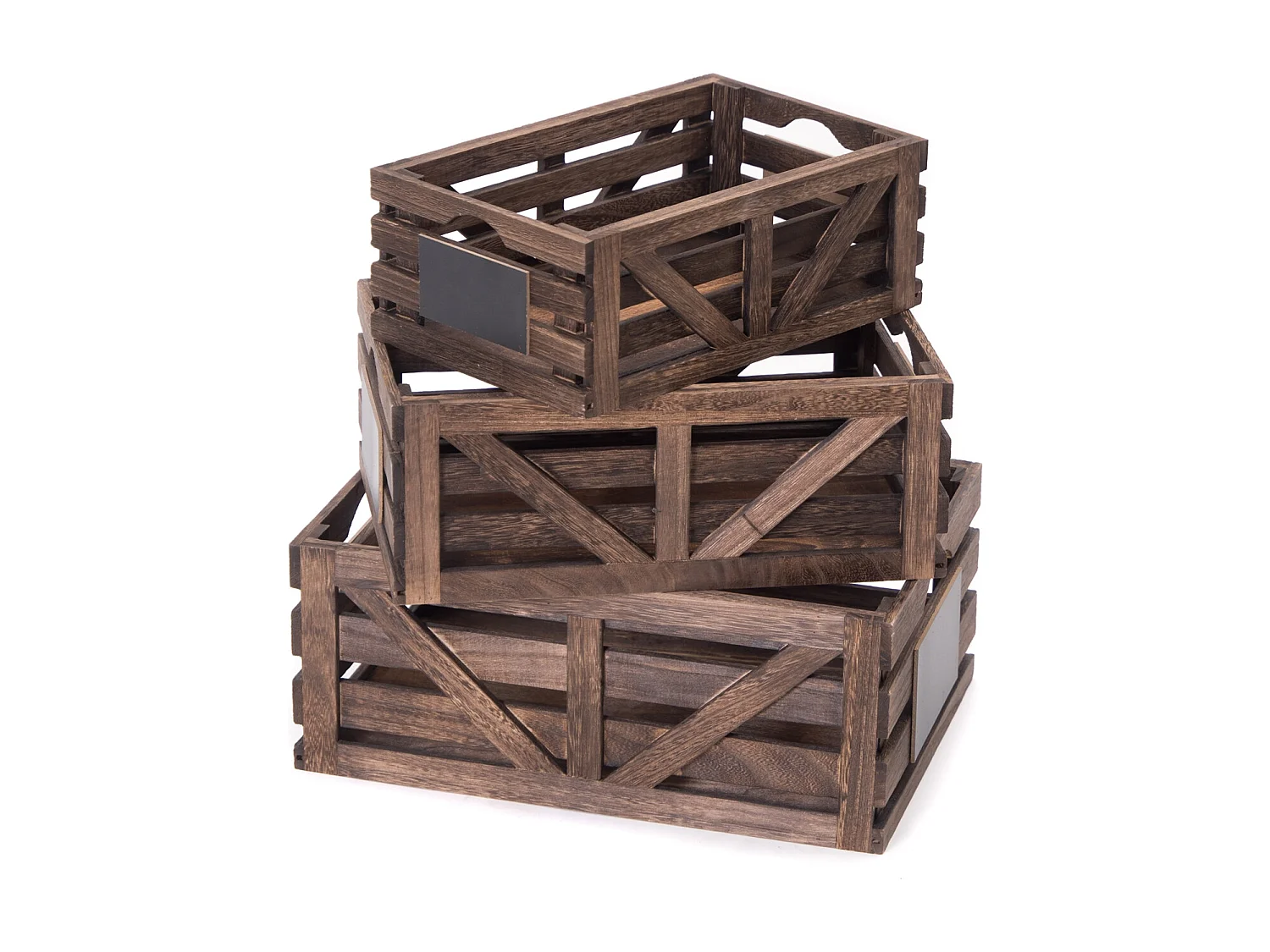 SET DE CAISSES EN BOIS Mira 3 pièces. Bois massif, différentes tailles couleurs naturelles