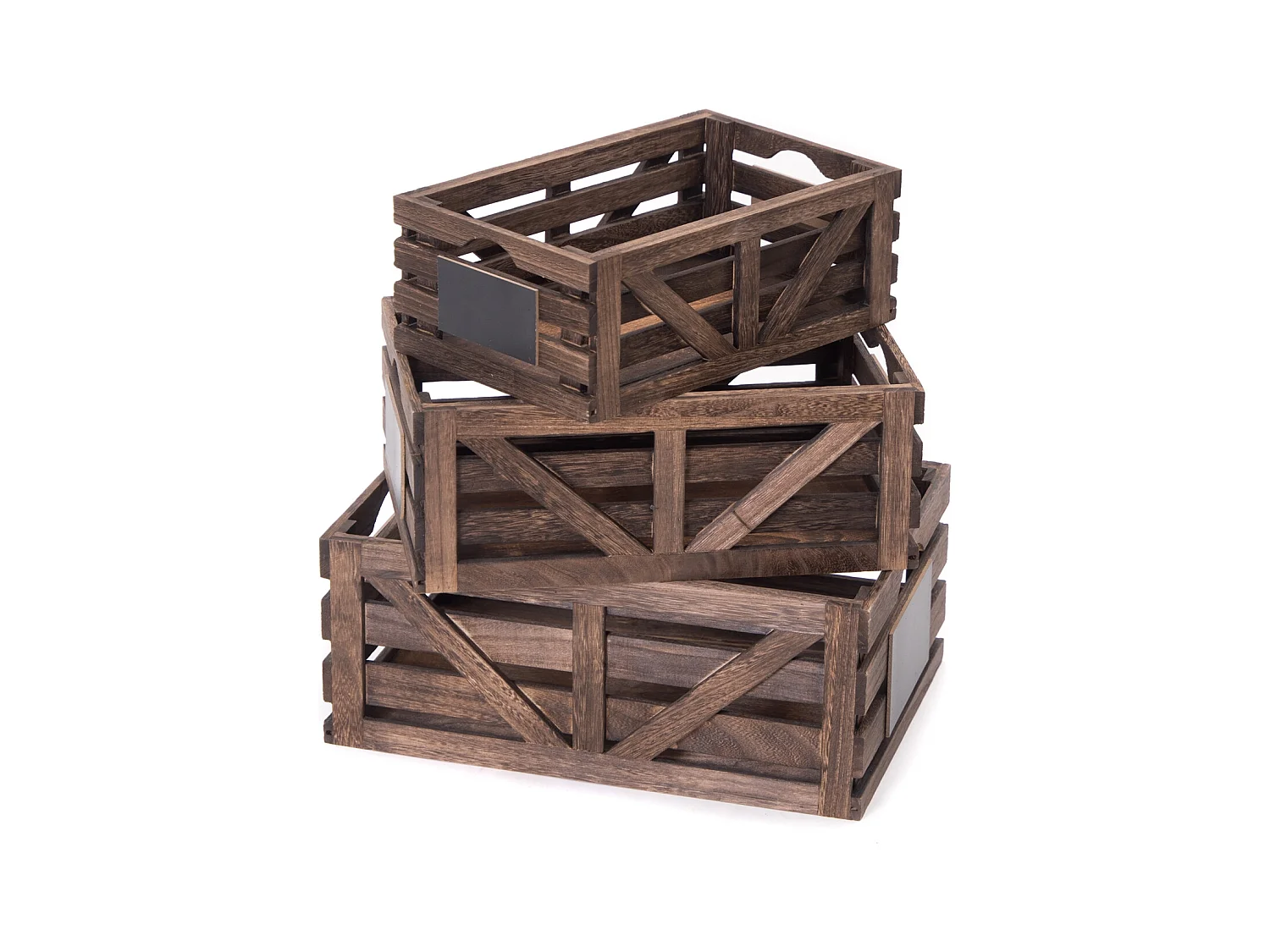 SET DE CAISSES EN BOIS Mira 3 pièces. Bois massif, différentes tailles couleurs naturelles