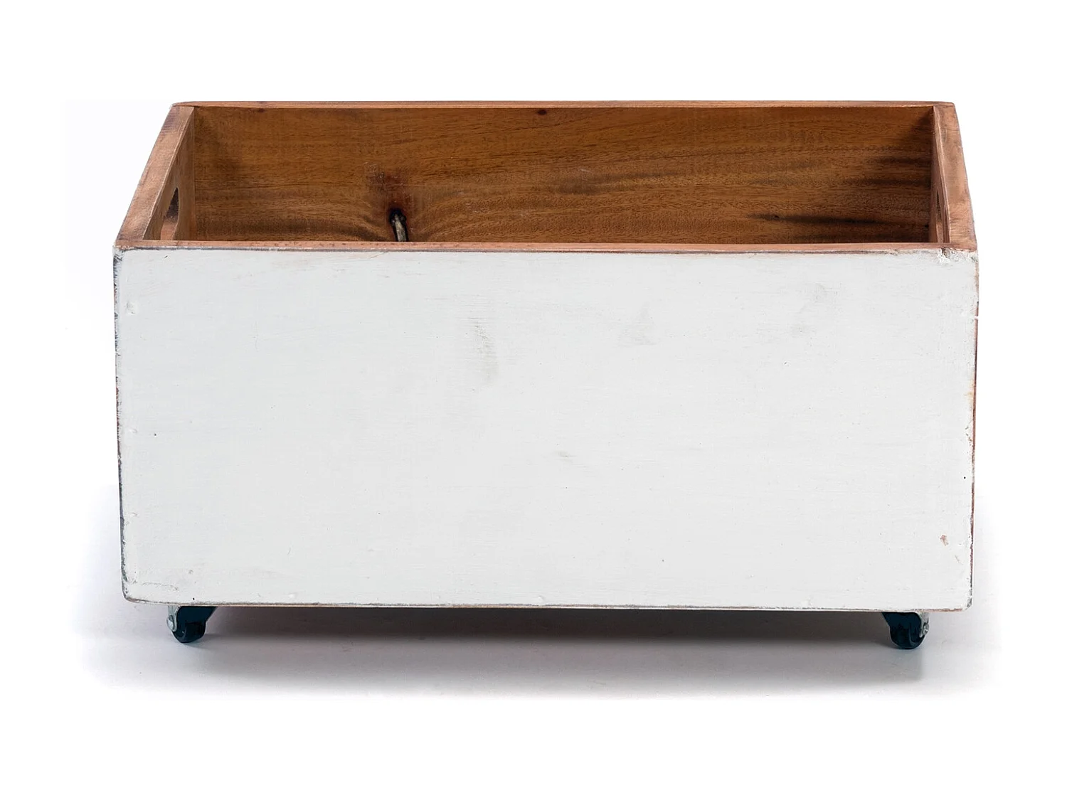 CAISSE EN BOIS BOÎTE Bois de recyclage massif, avec roulettes 06 weiß-landhaus