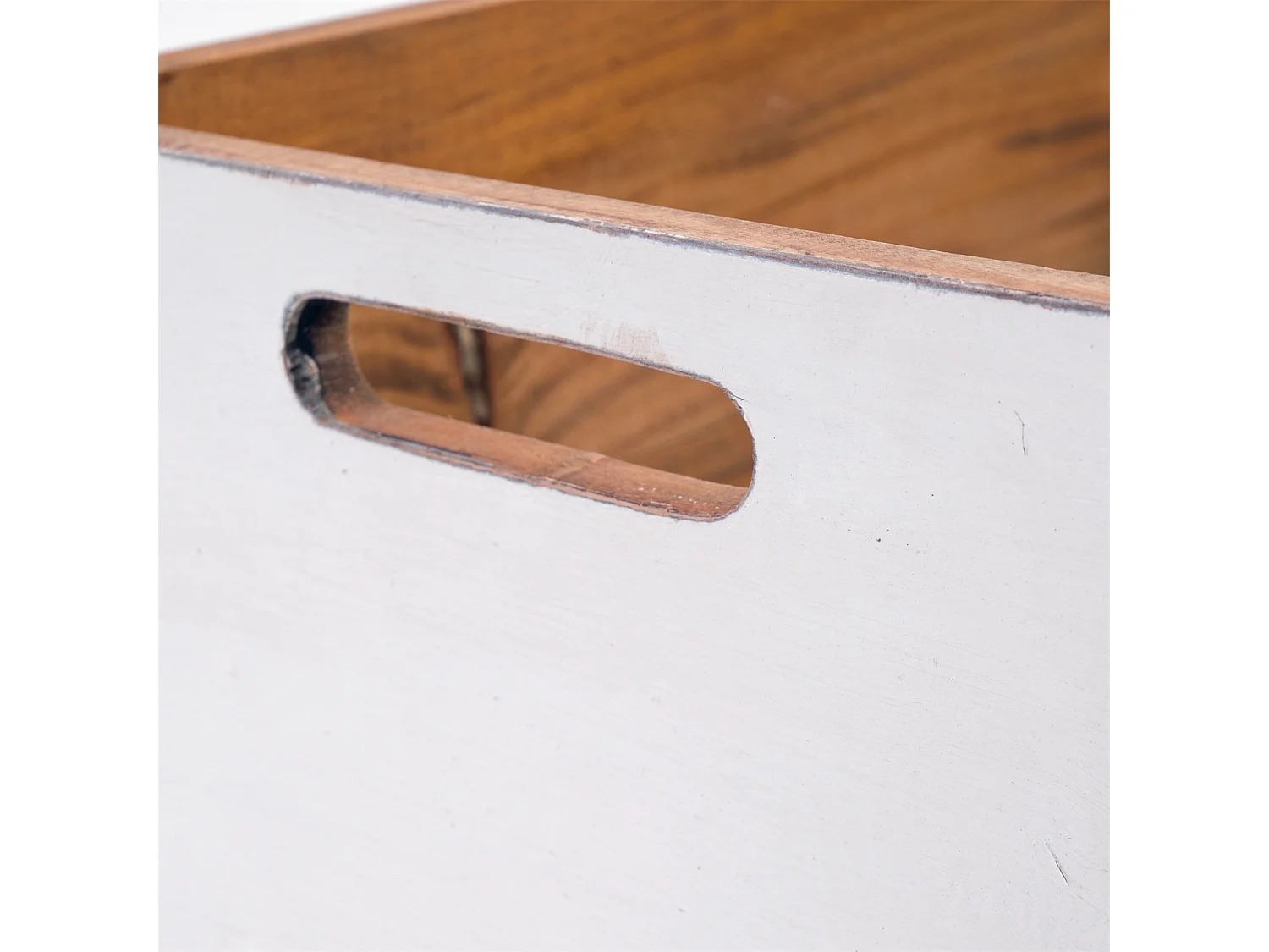 CAISSE EN BOIS BOÎTE Bois de recyclage massif, avec roulettes 06 weiß-landhaus