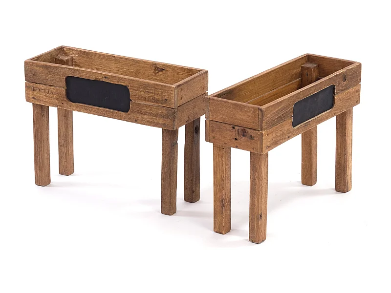 PFLANZKISTE Basilic Recyclingholz massiv, beschriftbar, stapelbar naturfarben