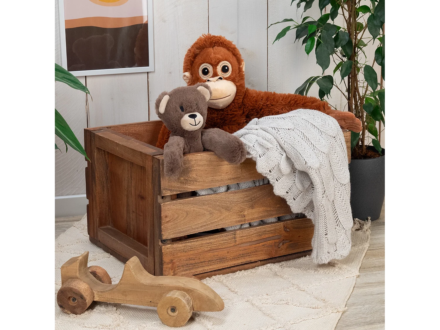 SCHALLPLATTENKISTE Lennon Massivholz, für ca 60 LPs natur