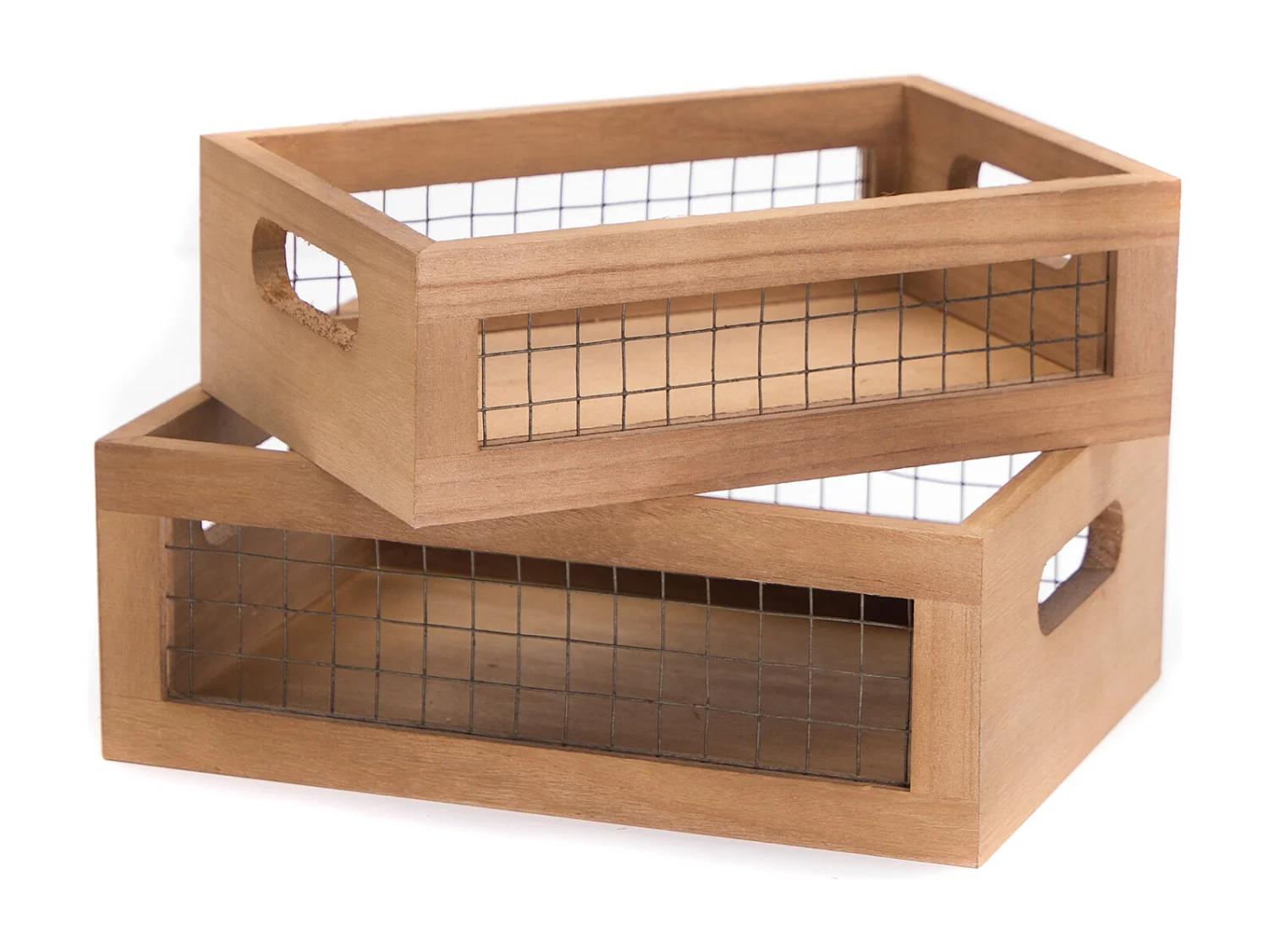 HOLZKISTEN-SET Como 2-tlg. Massivholz, verschiedene Größen naturfarben-schwarz