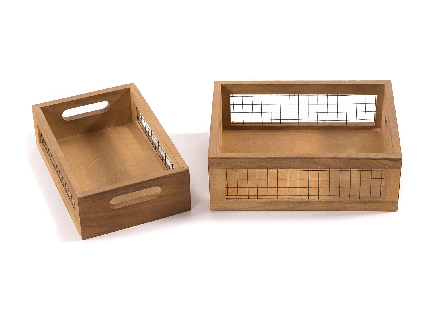 HOLZKISTEN-SET Como 2-tlg. Massivholz, verschiedene Größen naturfarben-schwarz