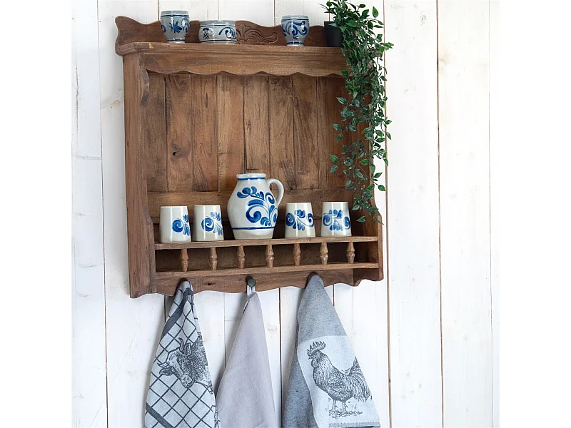 WANDREGAL Cottage Mahagoni Holz, 3 Haken,  naturfarben